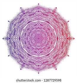 mandala circle line art red with gradation color spiritual and ritual symbol