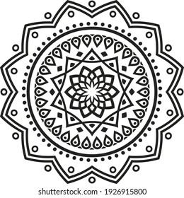 Mandala Circle Pattern In Black And White Color