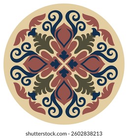Mandala circle pattern, ethnic tribal pattern, abstract flowers
