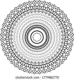 Mandala Circle Pattern Isolated on White. Abstract pattern vector illustration. Retro black and white texture