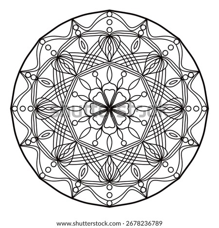 mandala circle pattern vintage decorative pattern indian skin painting tattoo oriental art Mandala floral coloring page for adults relaxation, black and white mandala coloring page hand drawn outlined