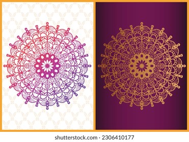 Mandala circle round shapes abstract ethnic colorful doodle symbol design.