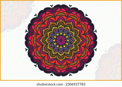 Mandala circle round shapes abstract ethnic colorful doodle symbol design. Traditional Islamic , motif, India, Turkic.