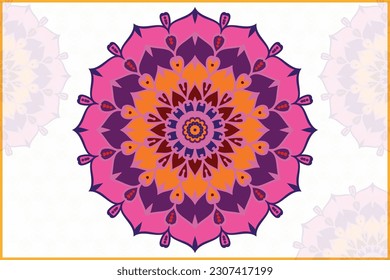 Mandala circle round shapes abstract ethnic colorful doodle symbol design.
