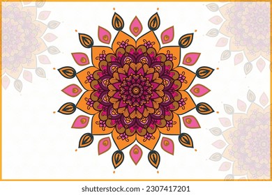  Mandala circle round shapes abstract ethnic colorful doodle symbol design.