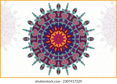 El círculo de Mandala da forma al diseño abstracto de símbolos de doodle de color étnico colorido.
