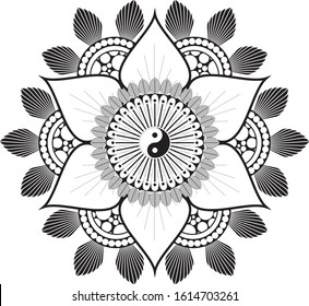 mandala circle with yin yang on the center