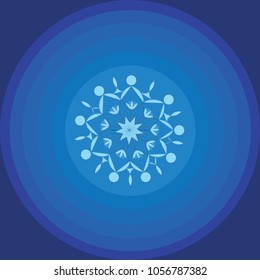 mandala ,circles of blue shades, vector illustration, 
