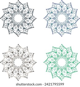 Mandala circles isolated on transparent background design