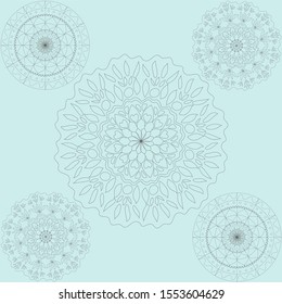 Mandala circles for mehendi, coloring book meditation, yoga vector illustration