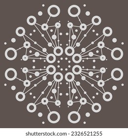 circuito mandala a bordo del cerebro humano. Ilustración conceptual de la cpu en el centro del sistema informático