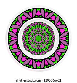 Mandala circular abstract floral lace pattern. Decorative plates. Vector illustration