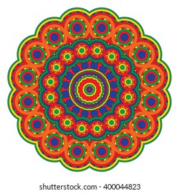 Mandala or circular bright pattern. Vintage decorative element in african, mexican, indian style on isolated background