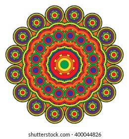 Mandala or circular bright pattern. Vintage decorative element in african, mexican, indian style. Isolated background