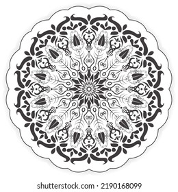 mandala Circular Coloring page, Henna tattoo mandala. Mehndi style Decorative pattern Coloring book, Coloring pages KDP interior for adults