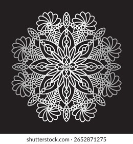 A mandala is a circular design featuring intricate, symmetrical patterns that symbolize harmony, balance, and unity. Often used for meditation and artistic expression