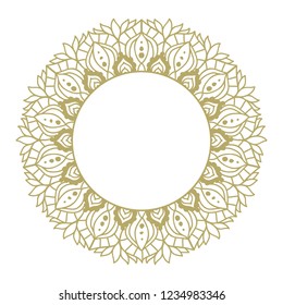 Mandala. Circular figure representing the universe in Hindu and Buddhist.  logo frame 