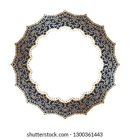 Mandala. Circular figure representing the universe in Hindu and Buddhist.  logo monogram frame