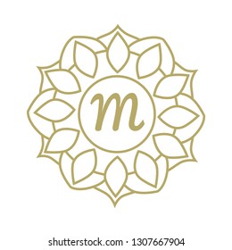 Mandala. Circular figure representing the universe in Hindu and Buddhist.  logo monogram frame