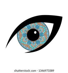 Mandala, circular figure representing the universe inside human eye