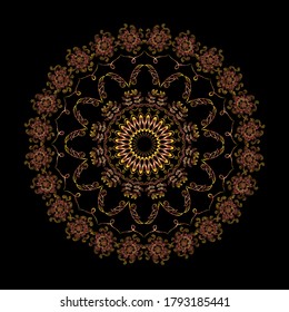 Mandala zirkuläres Blumenmuster. Dekorativ mit runden Blumenverzierungen. 