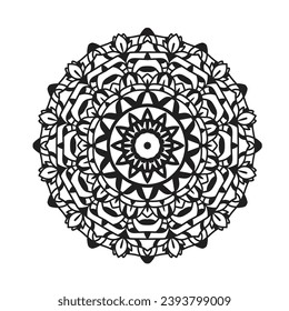 Mandala. Circular flower mandala pattern for Henna, Mehndi, tattoo, decoration. Decorative ornament in ethnic oriental style. Islam, Arabic, Indian, ottoman motifs.