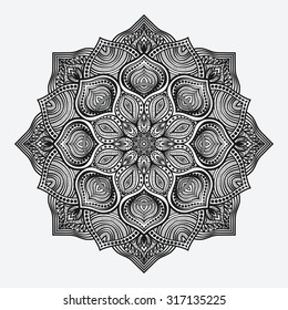 mandala. circular monochrome pattern. vector illustration - eps 8