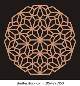 Mandala. Circular ornament. Coaster, wall decoration. Pattern for woodcarving, sawing, for metal, plastic and  plywood laser cutting.