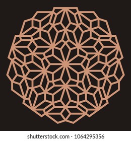 Mandala. Circular ornament. Coaster, wall decoration. Pattern for woodcarving, sawing, for metal, plastic and  plywood laser cutting.