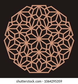 Mandala. Circular ornament. Coaster, wall decoration. Pattern for woodcarving, sawing, for metal, plastic and  plywood laser cutting.