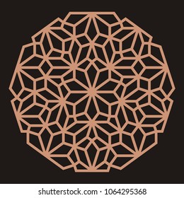 Mandala. Circular ornament. Coaster, wall decoration. Pattern for woodcarving, sawing, for metal, plastic and  plywood laser cutting.