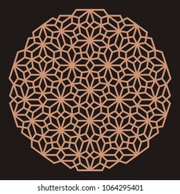Mandala. Circular ornament. Coaster, wall decoration. Pattern for woodcarving, sawing, for metal, plastic and  plywood laser cutting.