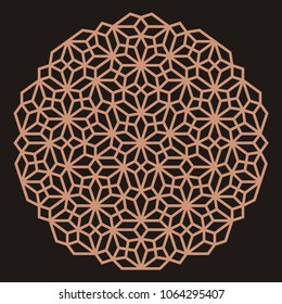 Mandala. Circular ornament. Coaster, wall decoration. Pattern for woodcarving, sawing, for metal, plastic and  plywood laser cutting.