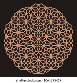Mandala. Circular ornament. Coaster, wall decoration. Pattern for woodcarving, sawing, for metal, plastic and  plywood laser cutting.