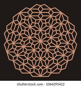 Mandala. Circular ornament. Coaster, wall decoration. Pattern for woodcarving, sawing, for metal, plastic and  plywood laser cutting.