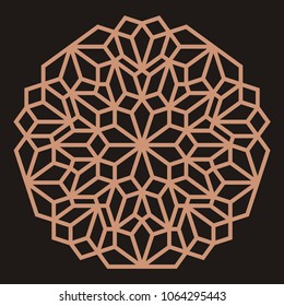 Mandala. Circular ornament. Coaster, wall decoration. Pattern for woodcarving, sawing, for metal, plastic and  plywood laser cutting.