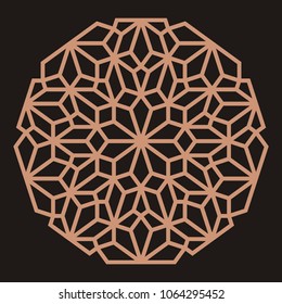 Mandala. Circular ornament. Coaster, wall decoration. Pattern for woodcarving, sawing, for metal, plastic and  plywood laser cutting.