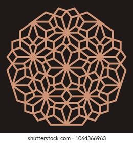 Mandala. Circular ornament. Coaster, wall decoration. Pattern for woodcarving, sawing, for metal, plastic and  plywood laser cutting.