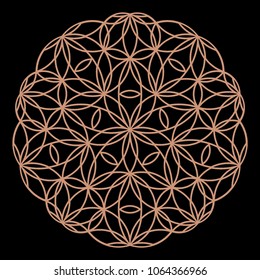 Mandala. Circular ornament. Coaster, wall decoration. Pattern for woodcarving, sawing, for metal, plastic and  plywood laser cutting.