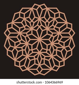 Mandala. Circular ornament. Coaster, wall decoration. Pattern for woodcarving, sawing, for metal, plastic and  plywood laser cutting.