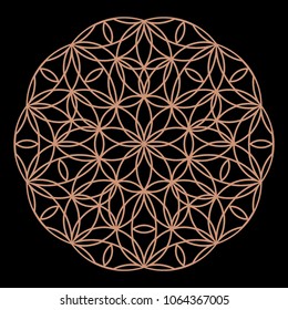 Mandala. Circular ornament. Coaster, wall decoration. Pattern for woodcarving, sawing, for metal, plastic and  plywood laser cutting.