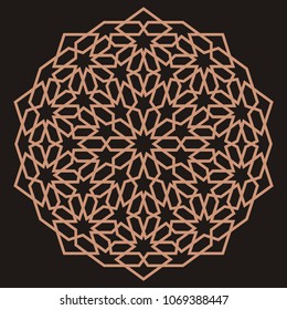 Mandala. Circular ornament. Coaster, wall decoration. Pattern for woodcarving, sawing, for metal, plastic and  plywood laser cutting.