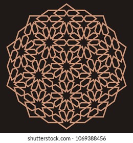 Mandala. Circular ornament. Coaster, wall decoration. Pattern for woodcarving, sawing, for metal, plastic and  plywood laser cutting.