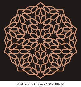 Mandala. Circular ornament. Coaster, wall decoration. Pattern for woodcarving, sawing, for metal, plastic and  plywood laser cutting.