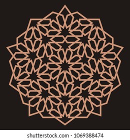 Mandala. Circular ornament. Coaster, wall decoration. Pattern for woodcarving, sawing, for metal, plastic and  plywood laser cutting.