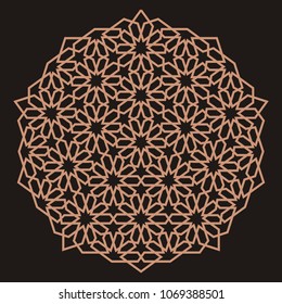 Mandala. Circular ornament. Coaster, wall decoration. Pattern for woodcarving, sawing, for metal, plastic and  plywood laser cutting.