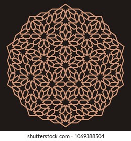 Mandala. Circular ornament. Coaster, wall decoration. Pattern for woodcarving, sawing, for metal, plastic and  plywood laser cutting.