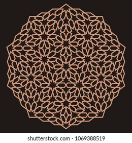 Mandala. Circular ornament. Coaster, wall decoration. Pattern for woodcarving, sawing, for metal, plastic and  plywood laser cutting.