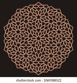 Mandala. Circular ornament. Coaster, wall decoration. Pattern for woodcarving, sawing, for metal, plastic and  plywood laser cutting.