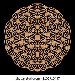 Mandala. Circular ornament. Coaster, wall decoration. Pattern for woodcarving, sawing, for metal, plastic and  plywood laser cutting.